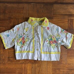 Cottagecore Upcycled Vintage Dishcloth Cropped Shirt